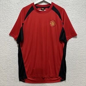 Vintage Manchester United FC Official Football Crest Panel Red T-shirt Size XL